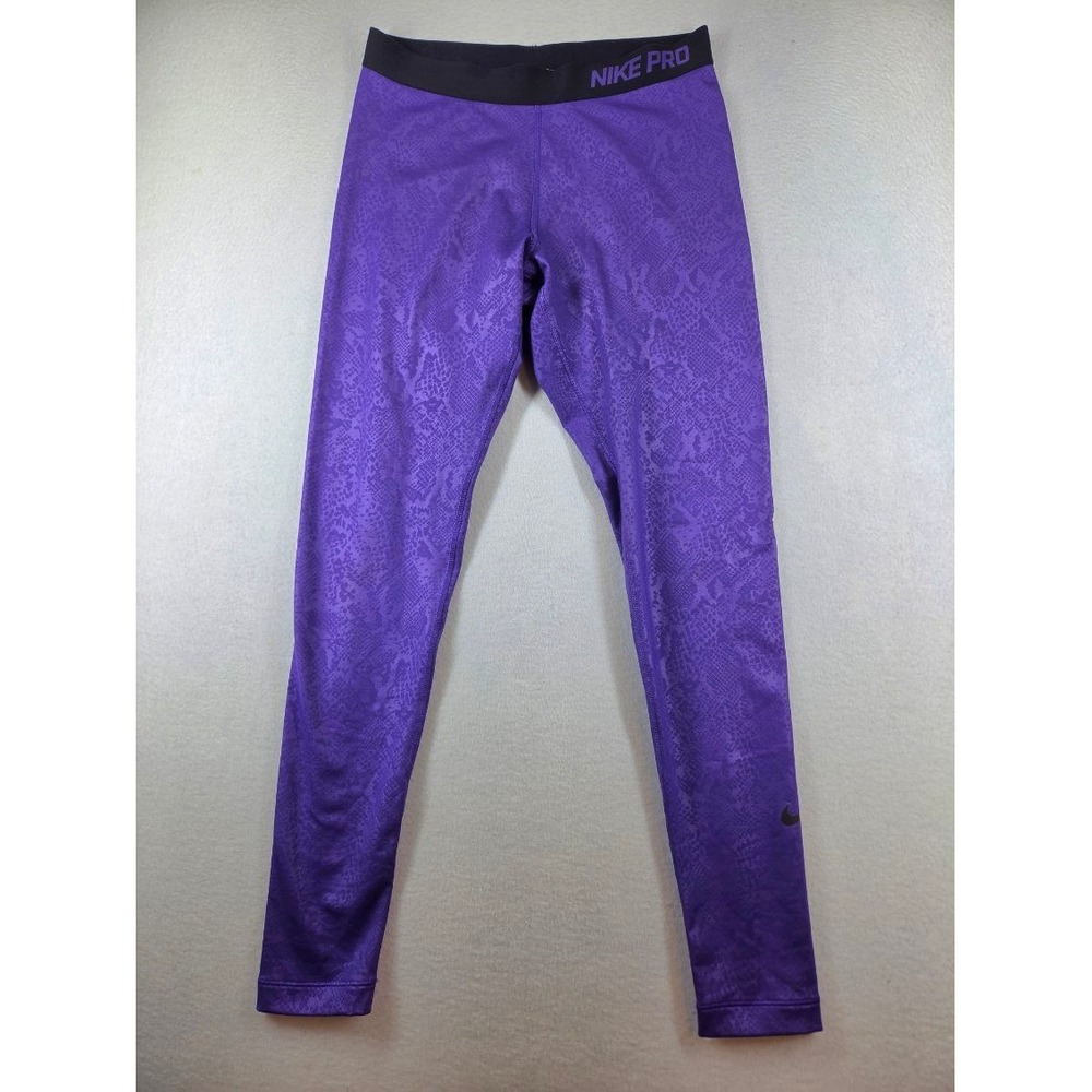 Nike Pro Dri-FIT Women's Large Purple Snakeskin Print Leggings Compression Pants